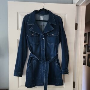 Deluth Navy Belted Jean Jacket Womans XL